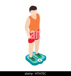 Man on the scales icon, isometric 3d style Stock Vector