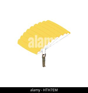 Parachutist icon, isometric 3d style  Stock Vector