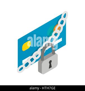 Padlock and credit card icon, isometric 3d style Stock Vector