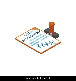 Loan agreement with loan approved stamp icon Stock Vector