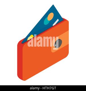 Brown wallet with card and cash icon Stock Vector