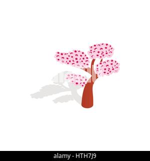 Sakura tree icon, isometric 3d style Stock Vector