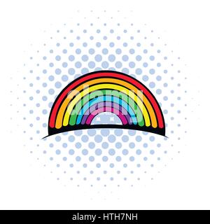Rainbow icon, comics style  Stock Vector