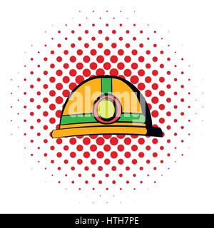Helmet with flashlight icon, comics style Stock Vector