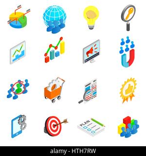 Office work set icons, isometric 3d style  Stock Vector