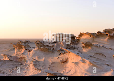 Beautiful Fossil Rock formation in Abu Dhabi Desert. Stock Photo