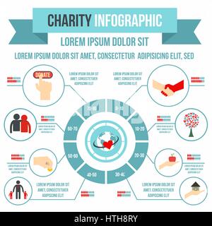Charity infographic, flat style Stock Vector