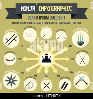 Ninja infographic, flat style Stock Vector