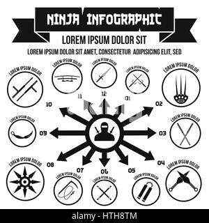 Ninja infographic, simple style Stock Vector