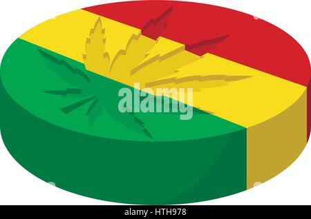 Marijuana leaf with rastafarian colors icon Stock Vector