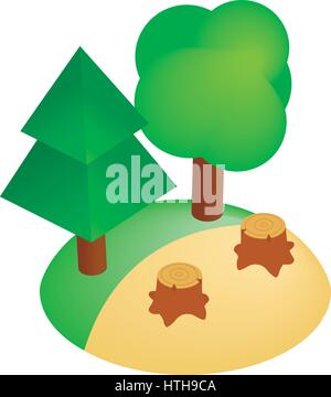 Deforestation icon, isometric 3d style Stock Vector