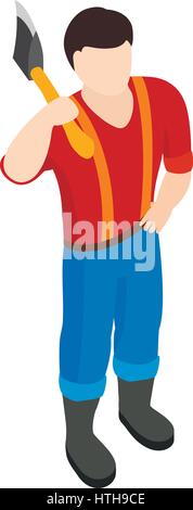 Lumberjack icon, isometric 3d style Stock Vector