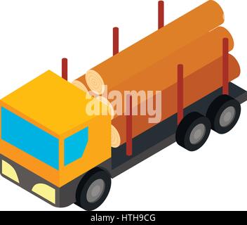 Logging truck icon, isometric 3d style Stock Vector