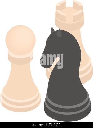 Chess figures icon, isometric 3d style Stock Vector