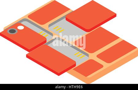 Modular smartphone icon, isometric 3d style  Stock Vector