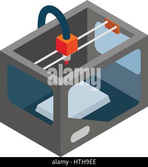 3d printer icon, isometric 3d style Stock Vector