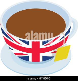 British tea  cup icon, isometric 3d style  Stock Vector
