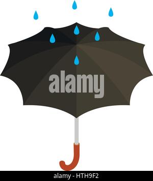 Black umbrella with rain icon, isometric 3d style  Stock Vector