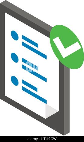 Check list icon, isometric 3d style  Stock Vector