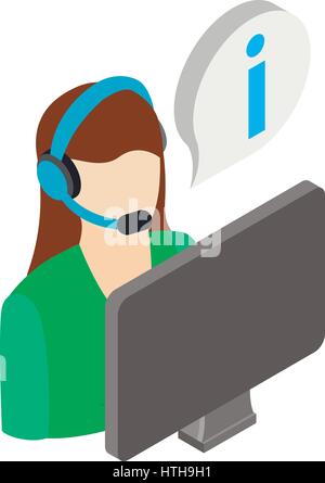 Call center operator icon, isometric 3d style Stock Vector