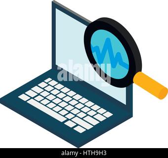 Laptop and magnifying glass icon Stock Vector