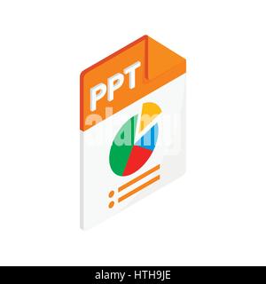 PPT extension text file icon, isometric 3d style Stock Vector