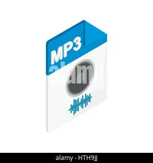 MP3 audio file extension icon, isometric 3d style Stock Vector