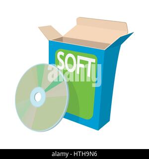 Box with a soft disc icon, cartoon style Stock Vector