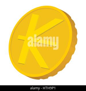 Gold coin with Lao Kip sign icon, cartoon style Stock Vector