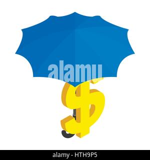Dollar under umbrella icon, isometric 3d style Stock Vector