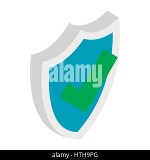 Shield with check mark icon, isometric 3d style  Stock Vector