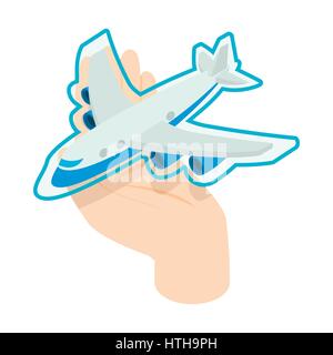 Hand holding the plane icon, isometric 3d style Stock Vector