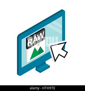 RAW image file extension icon, isometric 3d style Stock Vector