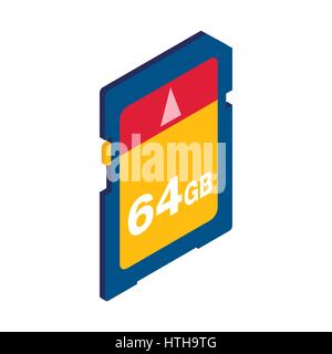 64 GB SD memory card icon, isometric 3d style  Stock Vector