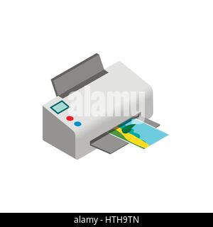 Color photo printer icon, isometric 3d style Stock Vector
