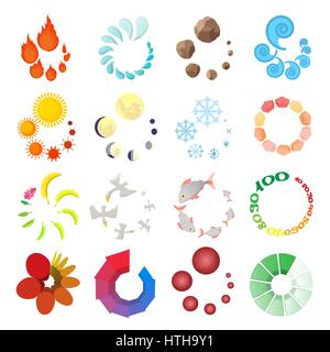Loading icons set, cartoon style Stock Vector