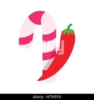 Candy cane and hot peppers icon Stock Vector