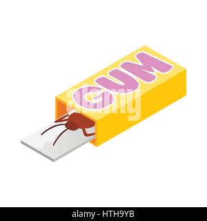 Cockroach in a box of gum icon, isometric 3d style Stock Vector