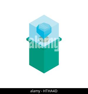 Showcase with blue diamond icon Stock Vector