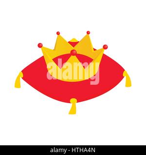 Crown on red velvet cushion icon Stock Vector