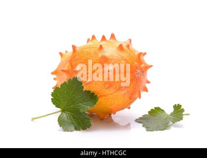 Melano or kiwano melon on white background Stock Photo