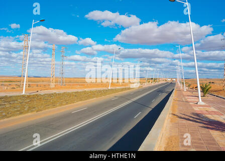 N1, road between Guelmim and Tan Tan, Guelmim Oued region, Morocco Stock Photo