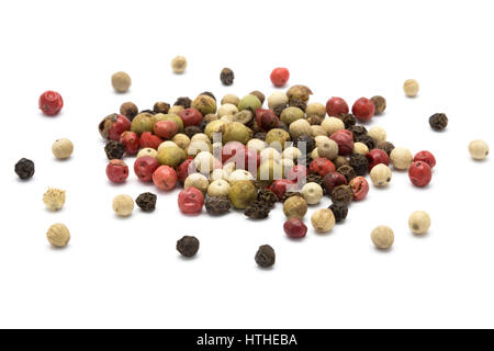 Mixed color pepper on white isolated background Stock Photo