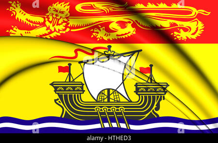 3D Flag of New Brunswick Province, Canada. 3D Illustration. Stock Photo