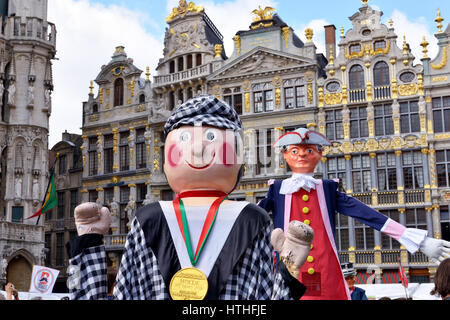 Giant personages on Grand Place during Folklorissimo 2016 Folkloric Festival in Brussels, Belgium, on Sunday, September 18, 2016. In 2016 country of f Stock Photo