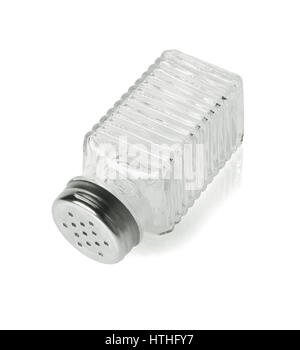 Empty Salt and Pepper Glass Bottle on White Background Stock Photo