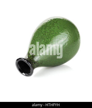 Oriental Porcelain Vase Lying on White Background Stock Photo