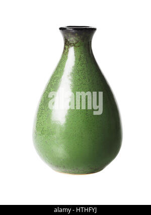 Oriental Green Vase on White Background Stock Photo