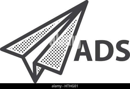 rocket paper Dotted Advertisement icon Stock Vector