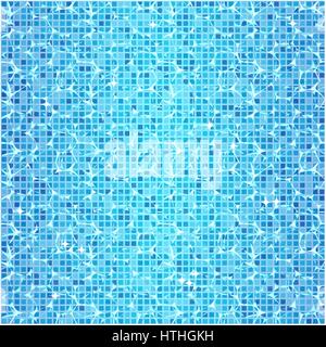 Textured abstract background with clear blue water in the pool. Mosaic floor. Vector image Stock Vector